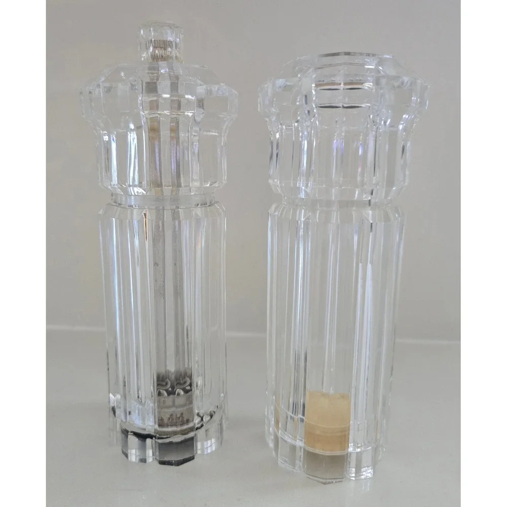 Olde Thompson Clear Faceted Acrylic Salt Shaker and Pepper Mill Set Made in USA